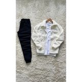 Fifty Color Trend, Erkek, Beyaz, Teddy Sherpa, Peluş, Polar, Ceket, Siyah, Jogger Eşofman Altı