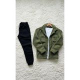 Fifty Color Trend, Erkek, Haki, Teddy Sherpa, Peluş, Polar, Ceket, Siyah, Jogger Eşofman Altı