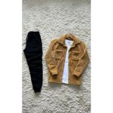 Fifty Color Trend, Erkek, Taba, Teddy Sherpa, Peluş, Polar, Ceket, Siyah, Jogger Eşofman Altı