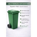 figanlar ambalaj 1 adet 120 Lt Tekerlekli Çöp Konteyneri Yeşil Plastik Çöp Kovası Bahçe site Apartman Çöp Kutusu