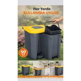 figanlar ambalaj 1 adet Pedallı Çöp Kovası 50 LT İç Kovalı Büyük Boy Plastik Çöp Kutusu Ev Ofis Mutfak bahçe villa
