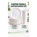 figanlar ambalaj 10'lu set 22 cm Kalın Sert Karton Kağıt Tabak ve 7 Oz Beyaz Karton Bardak Seti Kullan At Piknik Okul