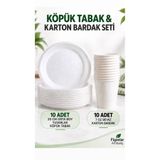 figanlar ambalaj 20 cm Köpük Tabak ve 7 Oz Karton Bardak Seti Yuvarlak Beyaz Kullan At Piknik Okul Yemek toplam 20 adet