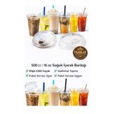 figanlar ambalaj 25 adet 500 cc 16 Oz PET Soğuk İçecek Bardağı Klips Kilit Kapaklı Şeffaf Bardak Bubble Tea Kahve