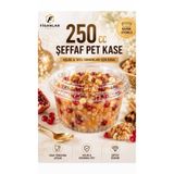 figanlar ambalaj 250 cc Şeffaf PET Tatlı Kasesi Kapak Uyumlu Aşure Kabı Supangle Keşkül Dondurma Sunum Kasesi 50 adet