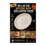figanlar ambalaj 29x22 cm Büyük Boy Oval Köpük Tabak - Mangal, Piknik, Kahvaltı ve Servis Tabağı 10 adet