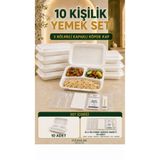 figanlar ambalaj 3 Bölmeli ( KAPAKLI ) Köpük tabildot Yemek Kabı ve 6’lı Hijyenik Çatal Kaşık Servis Seti 10 kişilik