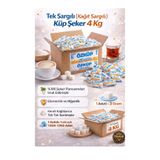 figanlar ambalaj 4 Kg Tek Sargılı Küp Şeker 3 Gr – Kağıt Sargılı %100 Pancar, Hijyenik Tekli Paket (1300+ Adet)