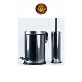 figanlar ambalaj 5 Lt Lüx Çöp Kovası Litre Banyo Mutfak Paslanmaz Çelik Pedallı Metal + krom Wc fırçası