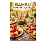 figanlar ambalaj 50 Adet Bambu Kokteyl Çatalı 9 cm Ahşap Cips Kanepe Meyve Sunum Çatalı Dayanıklı Tek Kullanımlık