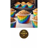 figanlar ambalaj 50 adet Gökkuşağı Desenli Muffin Kek Kapsülü – Renkli Cupcake Kağıdı Fırın Kalıbı