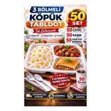 figanlar ambalaj 50 Kişilik Köpük Tabldot Seti 3 Bölmeli –50 Çatal 50 Kaşık 50 Karton Bardak kullan at tabak set