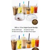 figanlar ambalaj 50'li 350cc 12Oz PET Soğuk İçecek Bardağı Klips Kilit Kapaklı Şeffaf Bardak Bubbletea Kahve Limonata