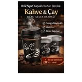 figanlar ambalaj 8 Oz siyah kapaklı karton bardak 40 lı x2 paket 80 adet sıcak soğuk kahve bardağı