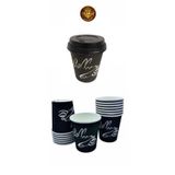 figanlar ambalaj 8 oz siyah kapaklı karton bardak + kapak 20 adet sıcak kahve çay bardağı