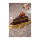 figanlar ambalaj Altın Gold Üçgen Dilim Pasta Kabı 5 Adet Plastik Tatlı Kabı Kapaklı Cheesecake Kabı