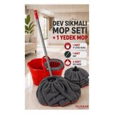 figanlar ambalaj FİGANLAR 17 Litre ( Yaylı Presli Sıkmalı Mop Seti ) 2 Dev Mikrofiber Moplu Temizlik Kovası
