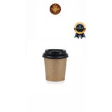 figanlar ambalaj PREMİUM 8 Oz Kraft Double Wall Karton Bardak 5 adet + kapaklı