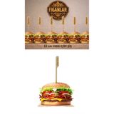 figanlar ambalaj YASSI Bambu Kürdan Afiyet Olsun 50li 12 Cm Hamburger şişi Kürdanı Süsü Bambu Çöp Şiş Yemek Kürdanı