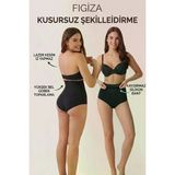 Figiza Lazer Kesim Yüksek Bel Slip Korse İz Yapmayan Dikişsiz Göbek Bel Basen Toparlayıcı Kaydırmaz Korse (Siyah, 3XL)