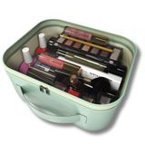 Figiza Makyaj Çantası Düzenleyici Seyahat Tipi Deri Görünümlü Şeffaf Organizer ( * 18 * 11 cm) (yeşil)