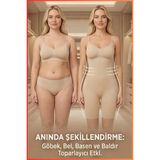 Figiza Tam Boy Tulum Korse Göbek Basen Baldır Toparlayıcı Extra Sıkılaştırıcı Vücut Şekillendirici Korse - Ten - XL