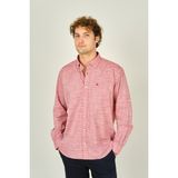 Figs Erkek Slim Fit Çizgili Uzun Kollu %100 Pamuk Gömlek 0015 Kırmızı - XS