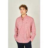 Figs Erkek Slim Fit Çizgili Uzun Kollu %100 Pamuk Gömlek 0015 Kırmızı