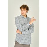 Figs Erkek Slim Fit Ekoseli Uzun Kollu %100 Pamuk Gömlek 0016 Bej
