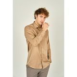 Figs Erkek Slim Fit Uzun Kollu Pamuklu Parlak Kumaş Gömlek 0013 Camel - XL