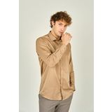 Figs Erkek Slim Fit Uzun Kollu Pamuklu Parlak Kumaş Gömlek 0013 Camel