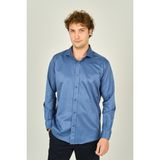 Figs Erkek Slim Fit Uzun Kollu Pamuklu Parlak Kumaş Gömlek 0013 Indigo - XL