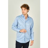 Figs Erkek Slim Fit Uzun Kollu Pamuklu Parlak Kumaş Gömlek 0013 Mavi