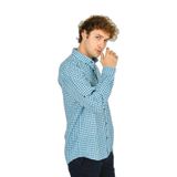 FIGS Slim Fit Ekoseli Uzun Kollu Pamuk Gömlek, M, 8054920250016, Mavi, Erkek