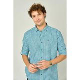 FIGS Slim Fit Ekoseli Uzun Kollu Pamuk Gömlek, M, 8054920250016, Mint, Erkek