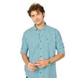 FIGS Slim Fit Ekoseli Uzun Kollu Pamuk Gömlek, XS, 8054920250016, Mint, Erkek