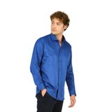 FIGS Slim Fit Uzun Kollu Pamuklu Parlak Kumaş Gömlek, L, 8054920250013, Saks, Erkek