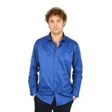 FIGS Slim Fit Uzun Kollu Pamuklu Parlak Kumaş Gömlek, M, 8054920250013, Saks, Erkek