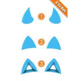 figurio Kask Süsü 3'lü Set / Kedi Kulağı / Delikli Kedi Kulağı / Kask Boynuzu / Sağ Sol Takım / Açık Mavi