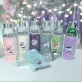 Figürlü Peluş Kılıflı Renkli Cam Matara Suluk 500 ml HK5017 - Açık Pembe
