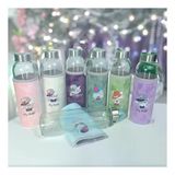 Figürlü Peluş Kılıflı Renkli Cam Matara Suluk 500 Ml Hk5017