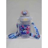 Figürlü Pipetli Çocuk Su Matarası - Kilitli Kapaklı Akıtmaz Çocuk Suluk 600 ml Matara - Stitch ve Angel