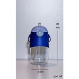 Figürlü Pipetli Taşıma Askılı Çocuk Matarası Suluk Okul Suluğu 500 ml - Lacivert