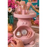 Figürlü Sunumluk Organizer Plastik Çok Amaçlı Kedi Biblo Pembe 15 x 17