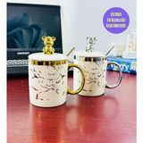 Figürlü ve Mermer Desenli Seramik Kupa - 1 Adet - 300 ml