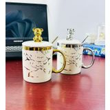 Figürlü Ve Mermer Desenli Seramik Kupa