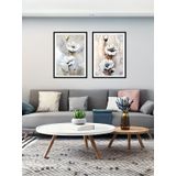 fijigo Minimalist Ahşap Çerçeveli Pamuk Bitkisi Duvar Tablosu, 3'lü Set, Kahverengi (Siyah Çerçeve, 35x50, A110)