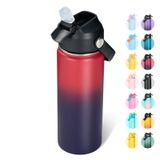 Fijinhom 32oz Yalıtımlı Paslanmaz Çelik Su Şişesi, Geniş Ağızlı Çift Duvar Vakum, Silikon Saman, Ter ve Sızdırmaz, BPA İçermez, Yetişkinler, Çocuklar, Dış Mekan, Kırmızı Gradyan için 24 Saat Sıcak