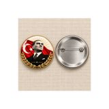 Fikart Atatürk Portresi 58 mm İğneli Metal Buton Rozet