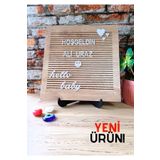 fikirstore Rustik Ahşap Mesaj Panosu Yazı Tahtası Ahşap Stantlı Beyaz Harf Setli 25x25cm